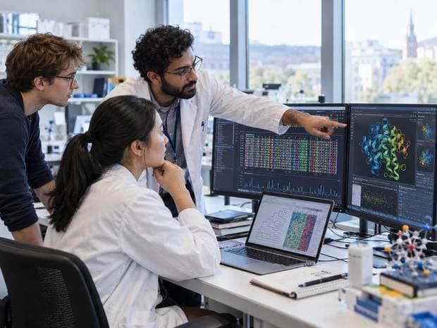 Analysts reviewing health data across multiple screens